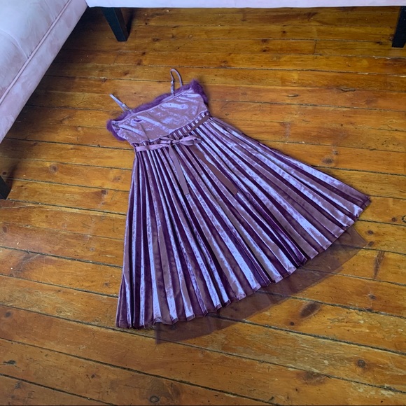 Vintage Violet Crush Velvet and Fur Dress - Picture 6 of 7